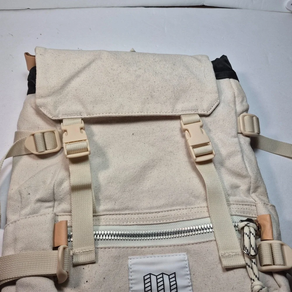 Topo Designs Rover Pack Mini Canvas Backpack Cream Canvas Black Interior